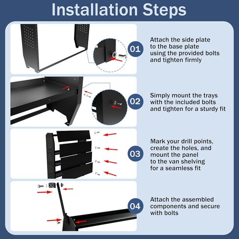 Cargo Van Shelving Steel Mid/High Roof Storage System Fit for Ford Transit, Promaster, Sprinter, Nissan NV, Steel Cargo Van Shelves 52" W x 60" H x 13" D in Saudi Arabia