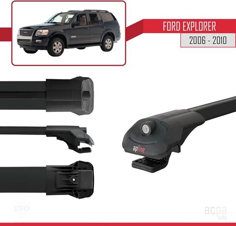 Compatible with Ford Explorer 2006-2010 ACE-1 Car Roof Rack Cross Bar Black Aluminium 2 Bars in Saudi Arabia
