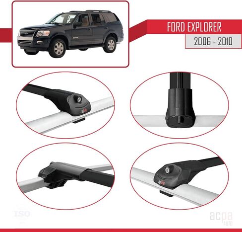 Compatible with Ford Explorer 2006-2010 ACE-1 Car Roof Rack Cross Bar Black Aluminium 2 Bars in Saudi Arabia