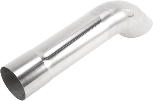 Motoforti 125°2.25 بوصة طرف عادم مقلوب T201 من الفولاذ المقاوم للصدأ مغزل تلميع بيند أنبوب الكوع 12 بوصة طرف عادم احترافي طويل لون فضي in Kuwait