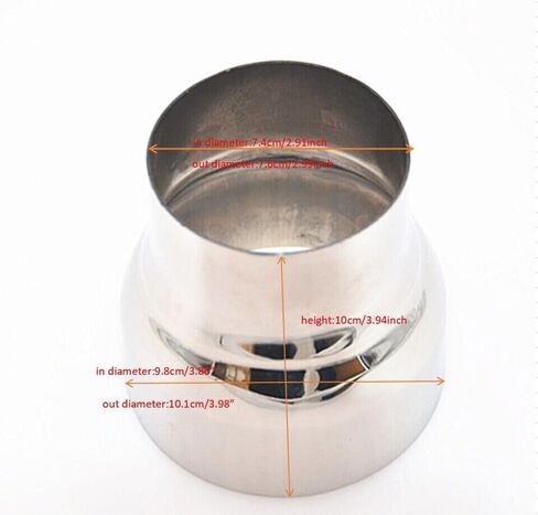 3 to 4 inch Exhaust Adapter, Stainless Steel Exhaust Tail Pipe(3" ID to 4" OD), Adapter Reducer Whole Length 3.94 Inch -Sliver in Saudi Arabia