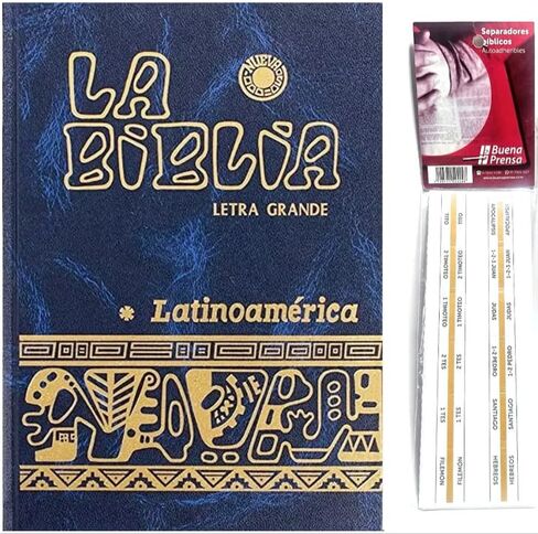 Biblia Catolica Latinoamericana Letra Grande Edicion Cartone en Español (Azul) con Señalador Biblico - The Latin American Catholic Bible Spanish Edition (Blue) with Bookmarks in Kuwait