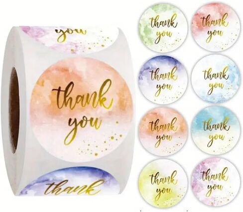 500 PCS Thank You Stickers Roll 1-Inch Round Self-Adhesive Gold Stickers for Packaging, Gift Bags, Weddings, Envelopes, and Small Business Orders in Kuwait