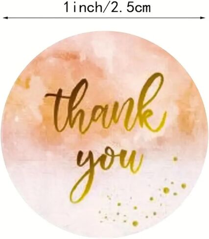 500 PCS Thank You Stickers Roll 1-Inch Round Self-Adhesive Gold Stickers for Packaging, Gift Bags, Weddings, Envelopes, and Small Business Orders in Kuwait