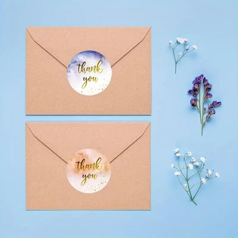 500 PCS Thank You Stickers Roll 1-Inch Round Self-Adhesive Gold Stickers for Packaging, Gift Bags, Weddings, Envelopes, and Small Business Orders in Kuwait