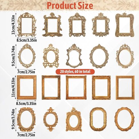 Vintage Frame Stickers, 60 Pcs Scrapbooking Supplies Frame Decorative Stickers for Junk Journals, Wedding Albums, Planners, DIY Crafts and Photo Decoration（20 Styles） in Kuwait