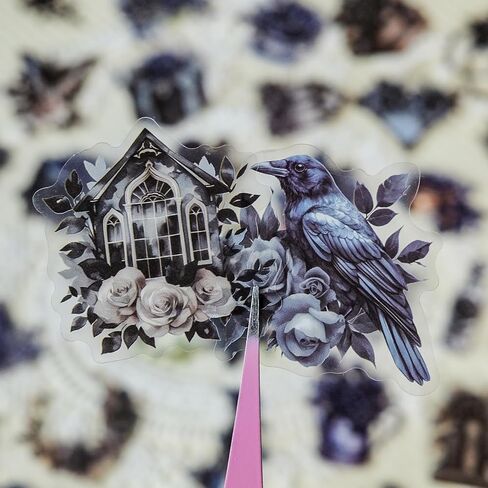 56 Pcs Gothic Rose Stickers Pack – Dark Victorian Aesthetic Scrapbooking Decals, Waterproof Clear Gothic Flowers & Vintage Objects for Journals, Planners, Art Crafts, Laptop Decoration in Saudi Arabia