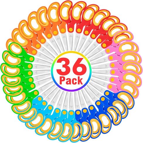36 Pack Kids Scissors Bulk, 5 Inch Blunt Tip Scissors for Kids School, Safety School Supplies for Toddlers Children Students Teachers, Craft Cutting Paper Preschool Classroom Office Home in Kuwait