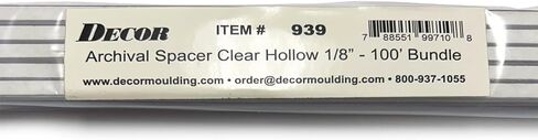Framer Supply Hollow Archival Frame Spacers– White, Black & Clear Bundles, pH Neutral Peel-and-Stick Spacers for Picture Framing & Artwork Protection(1/8" Clear, 100ft Bundle(20 x 5' Sticks),20, Pack) in Saudi Arabia