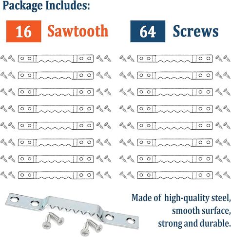 Large Sawtooth Picture Hangers - Supports 150 lbs - 16 Pack Super Heavy Sawtooth Hangers with Screws, Perfect for Hanging Heavy Photos Frame Canvas Artwork Clock and Paintings in Saudi Arabia