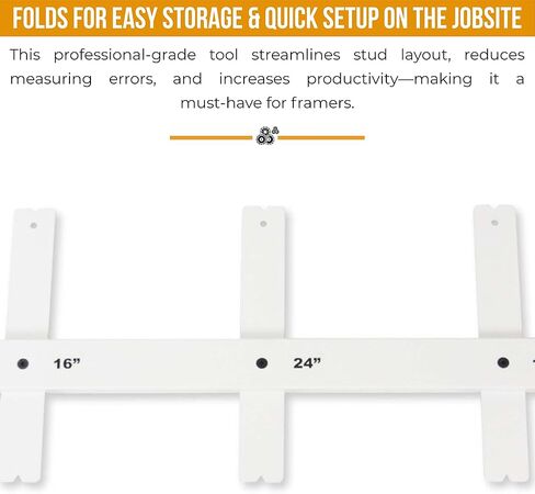 Big Foot Folding Layout Stick – Adjustable Stud Spacing Tool for Framing | Heavy-Duty CNC-Machined Aluminum | Collapsible, Portable Design | Perfect for Carpenters, Contractors & Framers (LA-LSFM) in Saudi Arabia
