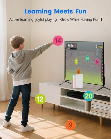 وحدة تحكم الألعاب MetFut AR Motion للأطفال والعائلة - نظام ألعاب فيديو التوصيل والتشغيل للتمرين البدني الداخلي والمرح العائلي التفاعلي، رائع ليلاً اللعب، ووقت اللعب، ومواعيد اللعب - أبيض ووردي in Kuwait