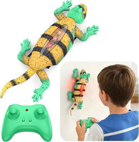 RC Wall Crawler Gecko, Remote Control Electric Lizard, Crawler Gecko with Glowing LED Light, Wall Climbing RC Robot Kids Toys for Boys & Girls Ages 3+ Years Up in Saudi Arabia