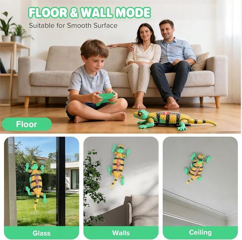 RC Wall Crawler Gecko, Remote Control Electric Lizard, Crawler Gecko with Glowing LED Light, Wall Climbing RC Robot Kids Toys for Boys & Girls Ages 3+ Years Up in Saudi Arabia