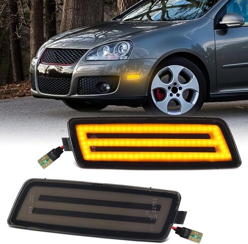 عدسة مدخنة كهرمان كامل LED مصباح تحديد الجانب الأمامي لسيارة Volkswagen 2006-2009 MK5 Golf GTI Rabbit 2005-2010 Jetta 2008 R32 in Kuwait