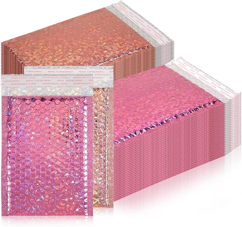 60 Pcs Bubble Mailers Foil Metallic Colored Bubble Mailers Holographic Padded Envelopes Self Seal Waterproof Shipping Bags 6 x 8 Inch for Jewelry Cosmetics Books Gifts in Kuwait