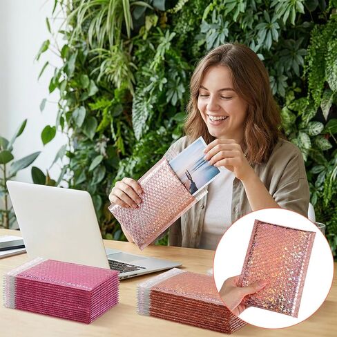 60 Pcs Bubble Mailers Foil Metallic Colored Bubble Mailers Holographic Padded Envelopes Self Seal Waterproof Shipping Bags 6 x 8 Inch for Jewelry Cosmetics Books Gifts in Kuwait