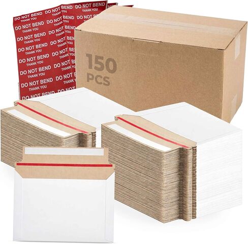 Pack Of 150, Rigid Mailers 6.5x4.5 Self Seal Photo Mailers 6.5x4.5, Stay Flat White Cardboard Shipping, Standard Envelope Trading Cards And White Photography Mailer for CD, Photos, Document in Saudi Arabia