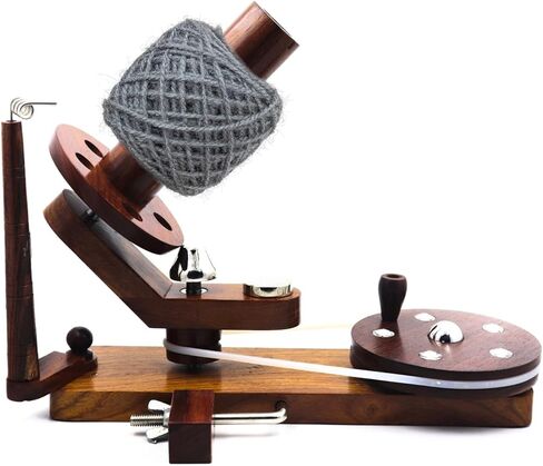 Hind Handicrafts لفافة كرات غزل خشبية مصنوعة يدويًا لحياكة الكروشيه - تعمل يدويًا بشكل طبيعي - لفافة كرة سحب في مركز هدايا الحياكة (BW عتيقة) in Kuwait