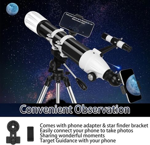 Telescope, 100mm Aperture Astronomy Telescopes for Adults - Professional High Magnification Multi-Coated Space Refractor Telescopes for Beginners & Kids with Travel Carry Bag, Phone Mount in Kuwait