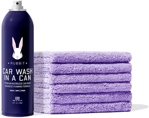 Car Wash In A Can™ Kit, Premium Waterless Car Wash Spray, Ready-to-Use Formula, 1 Can + 6 Microfiber Towels, Up to 3 Washes per Can, Scratch-Free Formula (1 Can) in Saudi Arabia