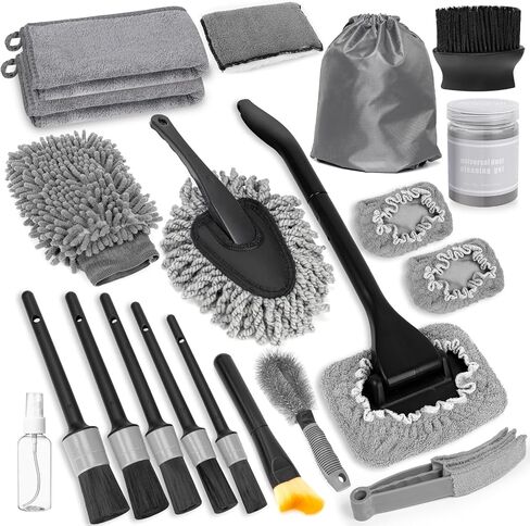 20Pcs Windshield Cleaner Tool - Car Interior Detailing Brush Kit with 200g Cleaning Gel, Microfiber Car Wash Mitt, Dash Duster & 2-Sided Scrubber, All-in-One Inside Car Cleaning Supplies Tool in Saudi Arabia