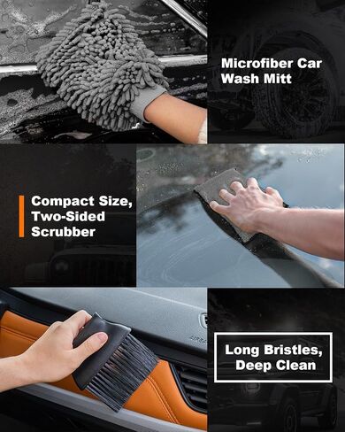 20Pcs Windshield Cleaner Tool - Car Interior Detailing Brush Kit with 200g Cleaning Gel, Microfiber Car Wash Mitt, Dash Duster & 2-Sided Scrubber, All-in-One Inside Car Cleaning Supplies Tool in Saudi Arabia