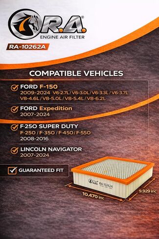 RA-10262A Engine Air Filter Compatible With Ford F-150 2009-2024, Expedition 2007-2024, F-250 F-350 Super Duty 2008-2016 & Lincoln Navigator 2007-2024 in Saudi Arabia