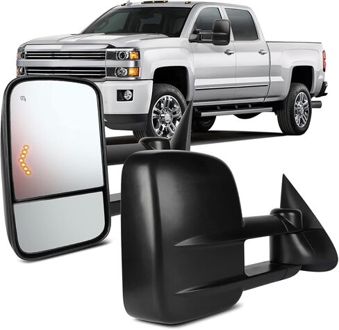 OCPTY Towing Mirrors with Power Heated Lens with LED Light Left Right Side Tow Mirrors Compatible with 2007-2014 for Chevy 2007-2014 for GMC 2007-2014 for Chevy 2007-2014 for GMC in Saudi Arabia