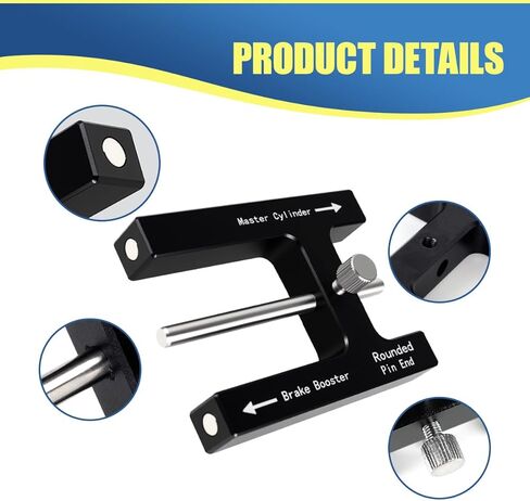 Craedli Car Brake Booster Push Rod Adjustment Tool, Aluminum Magnet Push Rod Length Gauge with Master Cylinder, Brake Pedal Distance Measuring Tool for Brake Booster with Adjustable Pins (Black) in Saudi Arabia