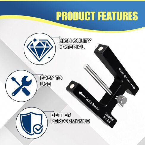 Craedli Car Brake Booster Push Rod Adjustment Tool, Aluminum Magnet Push Rod Length Gauge with Master Cylinder, Brake Pedal Distance Measuring Tool for Brake Booster with Adjustable Pins (Black) in Saudi Arabia