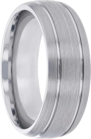 Thorsten Rings Magnus Simple Matte Brushed Finish Tungsten Carbide Wedding Ring with Polished Dual Grooves Comfort Fit Lightweight Durable Wedding Band - 6mm & 8mm in Saudi Arabia