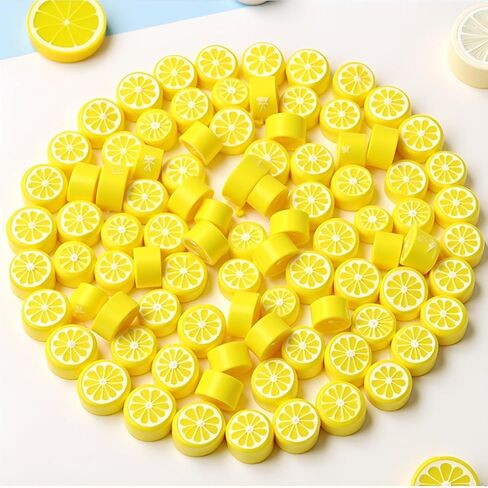 200Pcs Yellow Lemon Polymer Clay Beads,10mm Fruit Charm Spacer Beads for Jewelry Making,Necklace, Earring and Bracelet DIY Craft Supplies,Flat Bead, Summer Jewelry Kits and Fruit Theme Accessories in Saudi Arabia