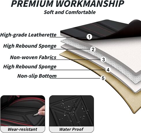 Arazi Car Seat Covers Full Set for Toyota 4Runner 2011-2025, Nappa Leather Seat Cover Full Coverage Waterproof Seat Protector (Black&Red Line,5 Seats Standard) in Saudi Arabia