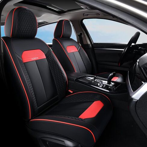 FLORICH Front Seat Covers, Luxury Car Seat Cover with Waterproof Leather, Automotive Vehicle Seat Covers for Cars Trucks Vans SUVs Sedans (2 Packs, Black&Red Line) in Saudi Arabia