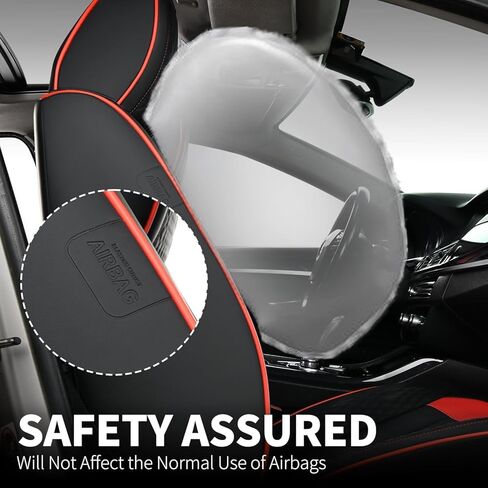 FLORICH Front Seat Covers, Luxury Car Seat Cover with Waterproof Leather, Automotive Vehicle Seat Covers for Cars Trucks Vans SUVs Sedans (2 Packs, Black&Red Line) in Saudi Arabia