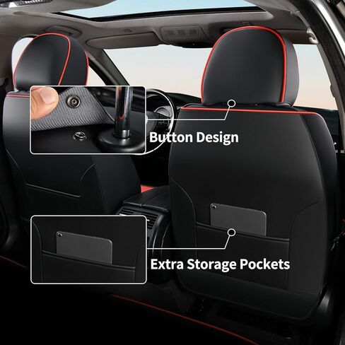 FLORICH Front Seat Covers, Luxury Car Seat Cover with Waterproof Leather, Automotive Vehicle Seat Covers for Cars Trucks Vans SUVs Sedans (2 Packs, Black&Red Line) in Saudi Arabia