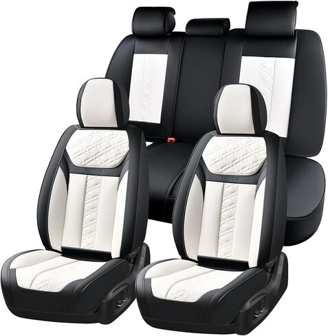 FLORICH Front Seat Covers, Luxury Car Seat Cover with Waterproof Leather, Automotive Vehicle Seat Covers for Cars Trucks Vans SUVs Sedans (2 Packs, Black&Red Line) in Saudi Arabia