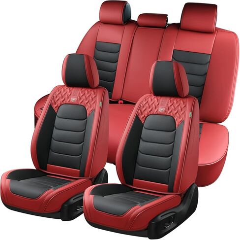 FLORICH Front Seat Covers, Luxury Car Seat Cover with Waterproof Leather, Automotive Vehicle Seat Covers for Cars Trucks Vans SUVs Sedans (2 Packs, Black&Red Line) in Saudi Arabia