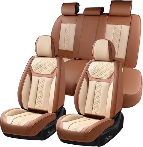 FLORICH Front Seat Covers, Luxury Car Seat Cover with Waterproof Leather, Automotive Vehicle Seat Covers for Cars Trucks Vans SUVs Sedans (2 Packs, Black&Red Line) in Saudi Arabia