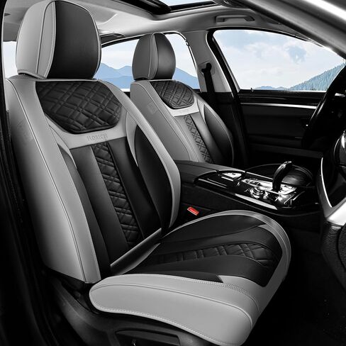 FLORICH Front Seat Covers, Luxury Car Seat Cover with Waterproof Leather, Automotive Vehicle Seat Covers for Cars Trucks Vans SUVs Sedans (2 Packs, Black&Red Line) in Saudi Arabia