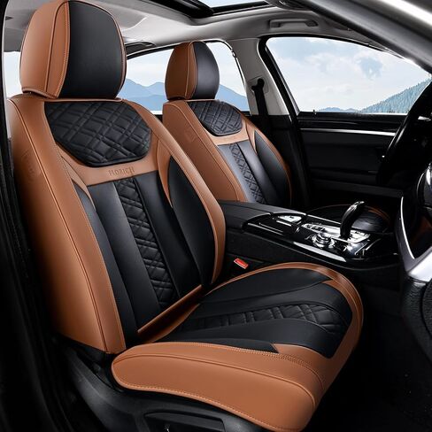 FLORICH Front Seat Covers, Luxury Car Seat Cover with Waterproof Leather, Automotive Vehicle Seat Covers for Cars Trucks Vans SUVs Sedans (2 Packs, Black&Red Line) in Saudi Arabia