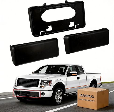 1 Set for Ford F-150 2009-2014 Front Bumper Guards Pads & License Plate Frame Bracket, OEM Style Bumper Insert Pads Cap License Plate Frame Holder for F150 9L3Z17E810B 9L3Z17A385A FO1053100 FO1068134 in Saudi Arabia