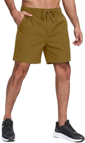 Feiersi Men's 5 Inch Casual Shorts Elastic Waist Drawstring Summer Beach Shorts with Multi-Pockets in Saudi Arabia