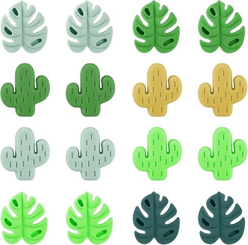 16pcs Knitting Needle Stoppers, Cute Cactus & Monstera Leaf Style Knitting Needle End Caps Silicone Tip Stoppers Knitting Point Protectors Accessories for Sewing Quilting Crocheting Craft in Kuwait