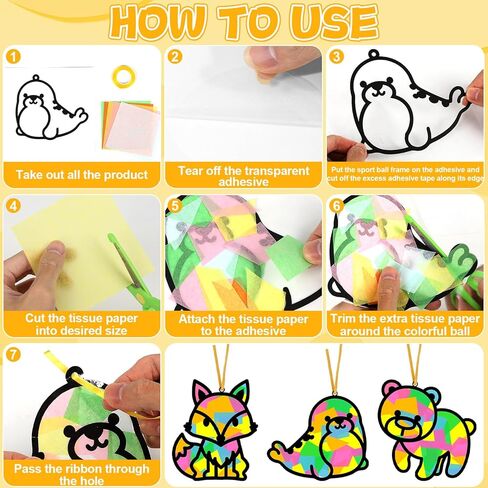 qoubai 36 جهاز كمبيوتر شخصى الحيوان suncatchers الحرف للأطفال الحيوانات البرية نافذة المناديل الورقية الحرفية عدة نافذة ملونة suncatchers الفن عدة زينة للمدرسة نشاط المنزل مشروع عيد ميلاد حزب صالح الديكور in Kuwait