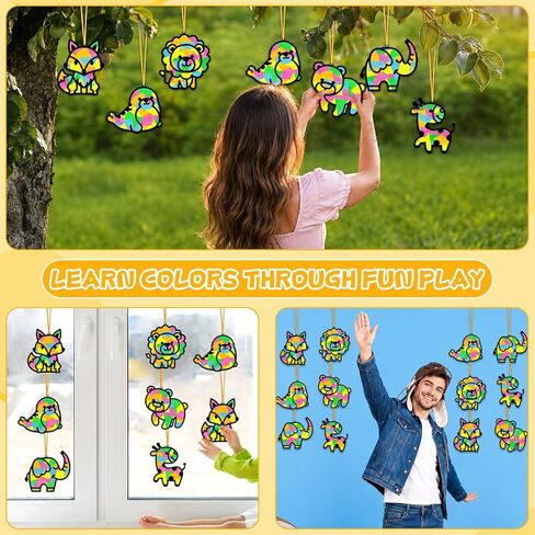 qoubai 36 جهاز كمبيوتر شخصى الحيوان suncatchers الحرف للأطفال الحيوانات البرية نافذة المناديل الورقية الحرفية عدة نافذة ملونة suncatchers الفن عدة زينة للمدرسة نشاط المنزل مشروع عيد ميلاد حزب صالح الديكور in Kuwait