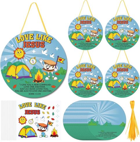 Motipuns 24 مجموعة VBS Camp Crafts مدرسة الأحد مجموعة الحرف المسيحية لقضاء العطلات ومدرسة الكتاب المقدس DIY الحب الديني مثل يسوع ديكور معلق VBS الفصول الدراسية لوازم أنشطة الكنيسة in Kuwait