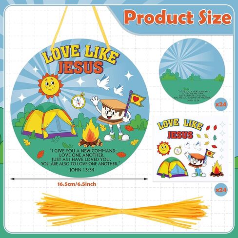 Motipuns 24 مجموعة VBS Camp Crafts مدرسة الأحد مجموعة الحرف المسيحية لقضاء العطلات ومدرسة الكتاب المقدس DIY الحب الديني مثل يسوع ديكور معلق VBS الفصول الدراسية لوازم أنشطة الكنيسة in Kuwait