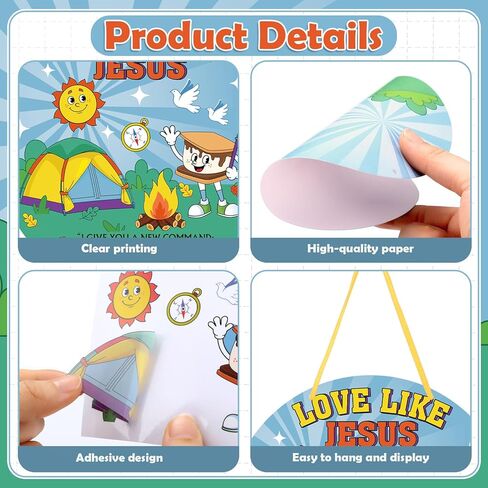 Motipuns 24 مجموعة VBS Camp Crafts مدرسة الأحد مجموعة الحرف المسيحية لقضاء العطلات ومدرسة الكتاب المقدس DIY الحب الديني مثل يسوع ديكور معلق VBS الفصول الدراسية لوازم أنشطة الكنيسة in Kuwait